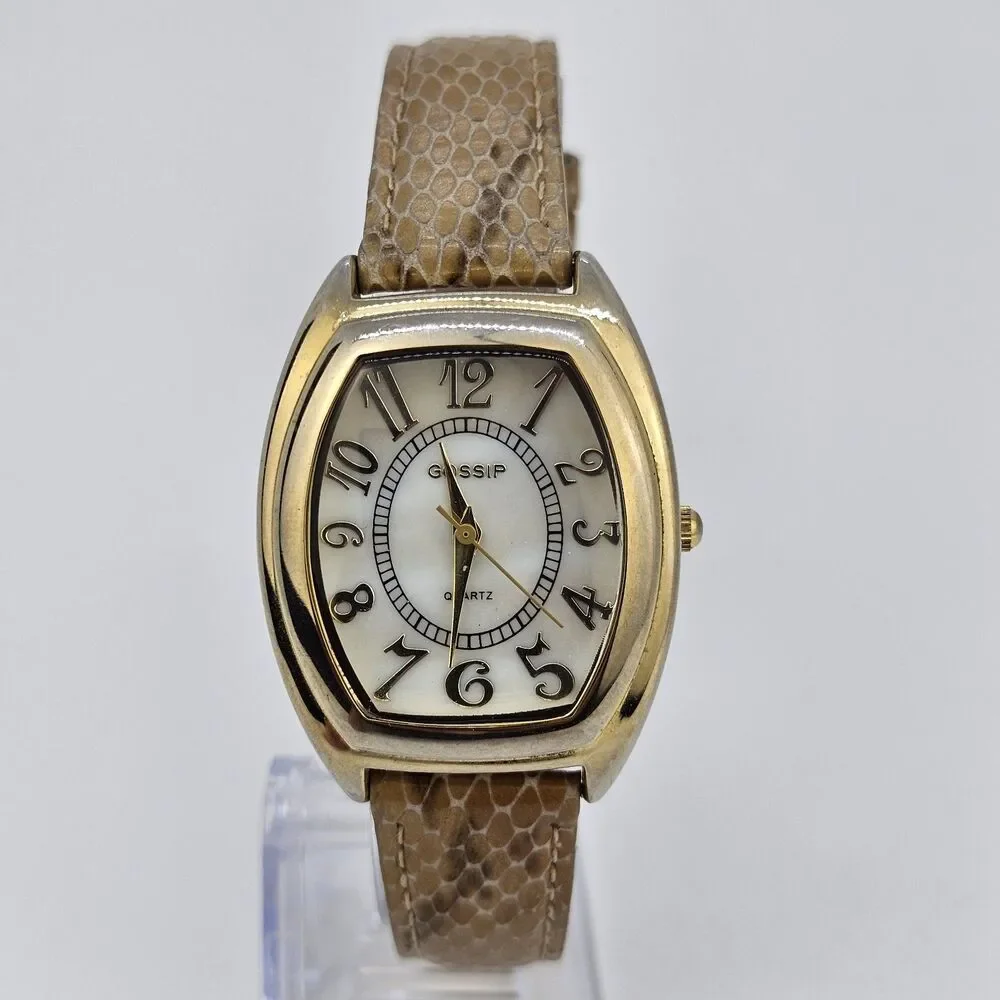 Gossip Watch Women 31MM White Dial Brown Leather Band‎ Straps New Battery